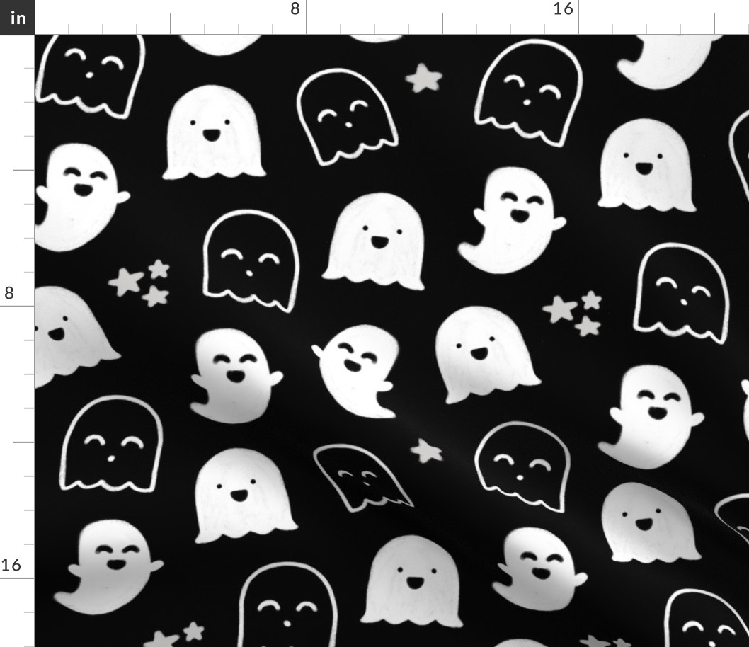 "Happy Ghosts" Black and White for Hallloween