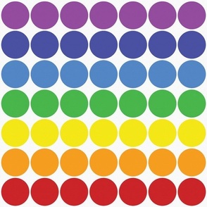 Rainbow Multicolor Circles on white 1.75 inch circle