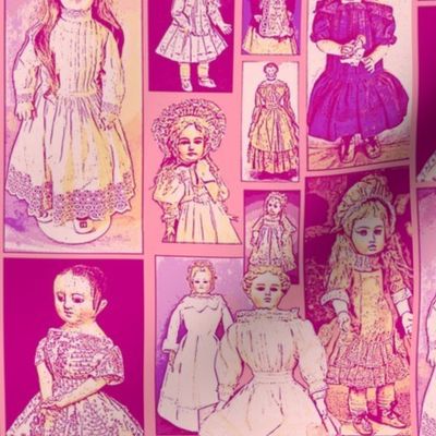 Antique Dolls in Violet and Rose