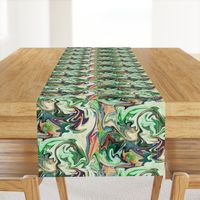 BNS3 - MED - Marbled Mystery Swirls in greens - beige - orange