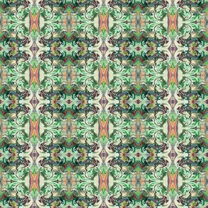 BNS3 -SM -  Marbled Mystery Tapestry in Minty Green, Rusty Orange and Cream 