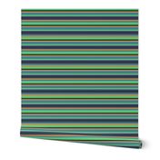 BNS3 - Variegated Stripe in Green - Teal Blue - Purple - Golden Orange - Horizontal