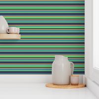 BNS3 - Variegated Stripe in Green - Teal Blue - Purple - Golden Orange - Horizontal