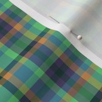 BNS3 - MED - Tartan Plaid in Orange - Teal Blue - Purple - Green 