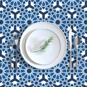 Islamic traditional geometric pattern classic blue monochrome