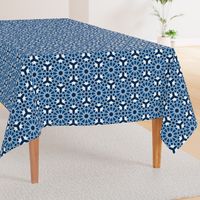 Islamic traditional geometric pattern classic blue monochrome