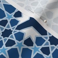 Islamic traditional geometric pattern classic blue monochrome