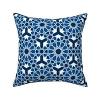 Islamic traditional geometric pattern classic blue monochrome