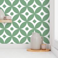 Retro Japanese circles mosaic jade green white