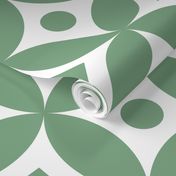 Retro Japanese circles mosaic jade green white