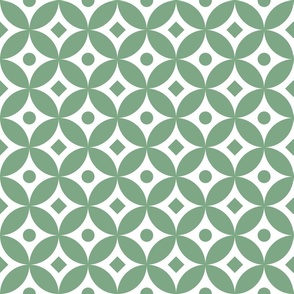 Retro Japanese circles mosaic jade green white