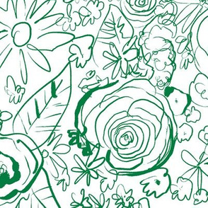 In The Garden Sketchy Floral // Kelly Green