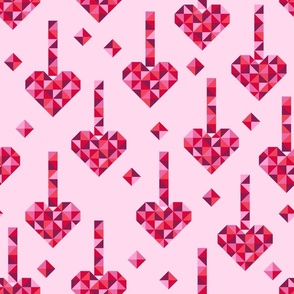 Disco hearts pink geometric medallions Valentine's Day fabric