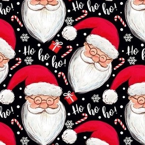 Santa Claus fabric ho ho ho - black