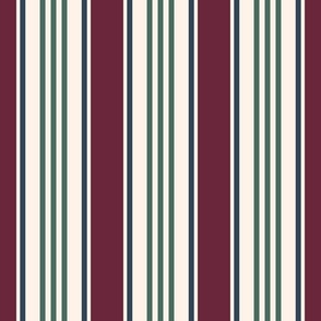 Vintage ticking stripes burgundy navy blue greige