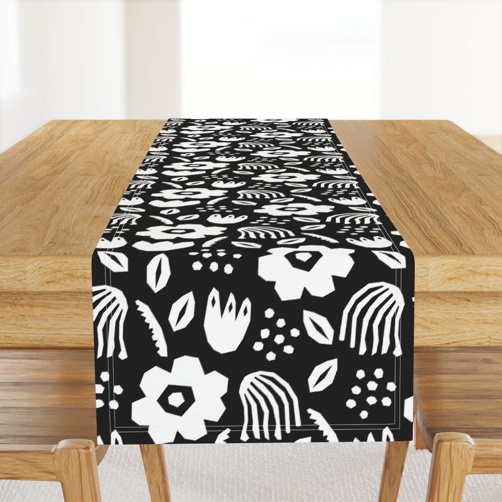 Black white papercut flowers classic Matisse style