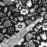 Black white papercut flowers classic Matisse style