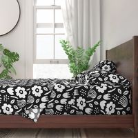 Black white papercut flowers classic Matisse style