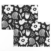 Black white papercut flowers classic Matisse style