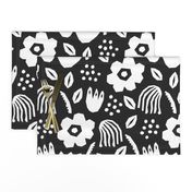 Black white papercut flowers classic Matisse style