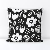 Black white papercut flowers classic Matisse style