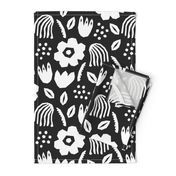 Black white papercut flowers classic Matisse style