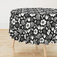 Black white papercut flowers classic Matisse style