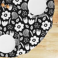 Black white papercut flowers classic Matisse style