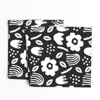 Black white papercut flowers classic Matisse style