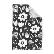 Black white papercut flowers classic Matisse style