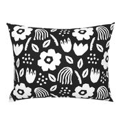 Black white papercut flowers classic Matisse style