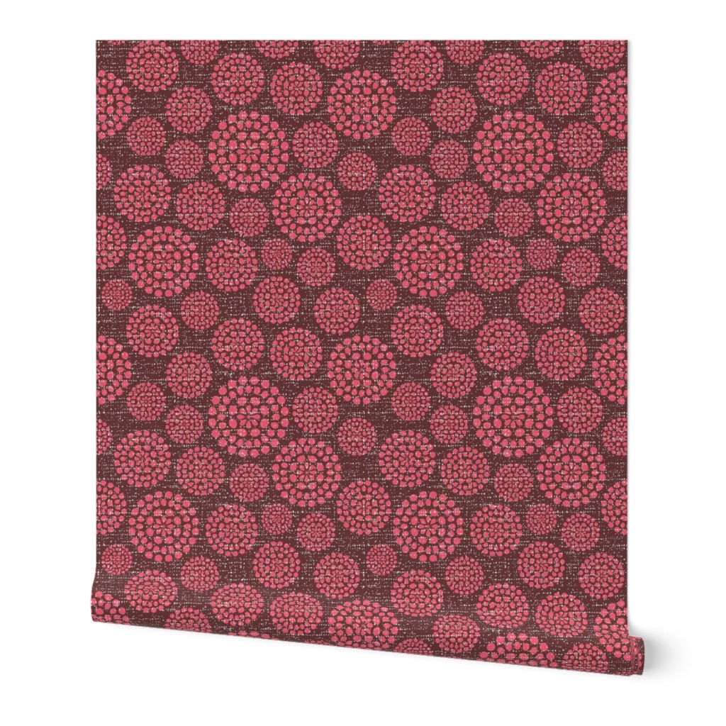 Retro textured dots circles MCM Marsala Red