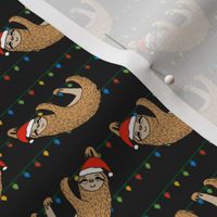 christmas sloth // cute xmas holiday christmas fabric, sloth, father christmas, santa claus, cute animals - black