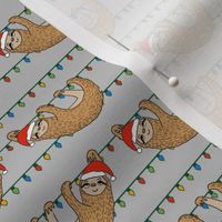 christmas sloth // cute xmas holiday christmas fabric, sloth, father christmas, santa claus, cute animals - grey
