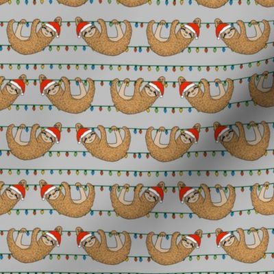 christmas sloth // cute xmas holiday christmas fabric, sloth, father christmas, santa claus, cute animals - grey