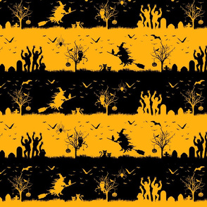 Pale Pumpkin Orange and Black Halloween Nightmare Stripes 