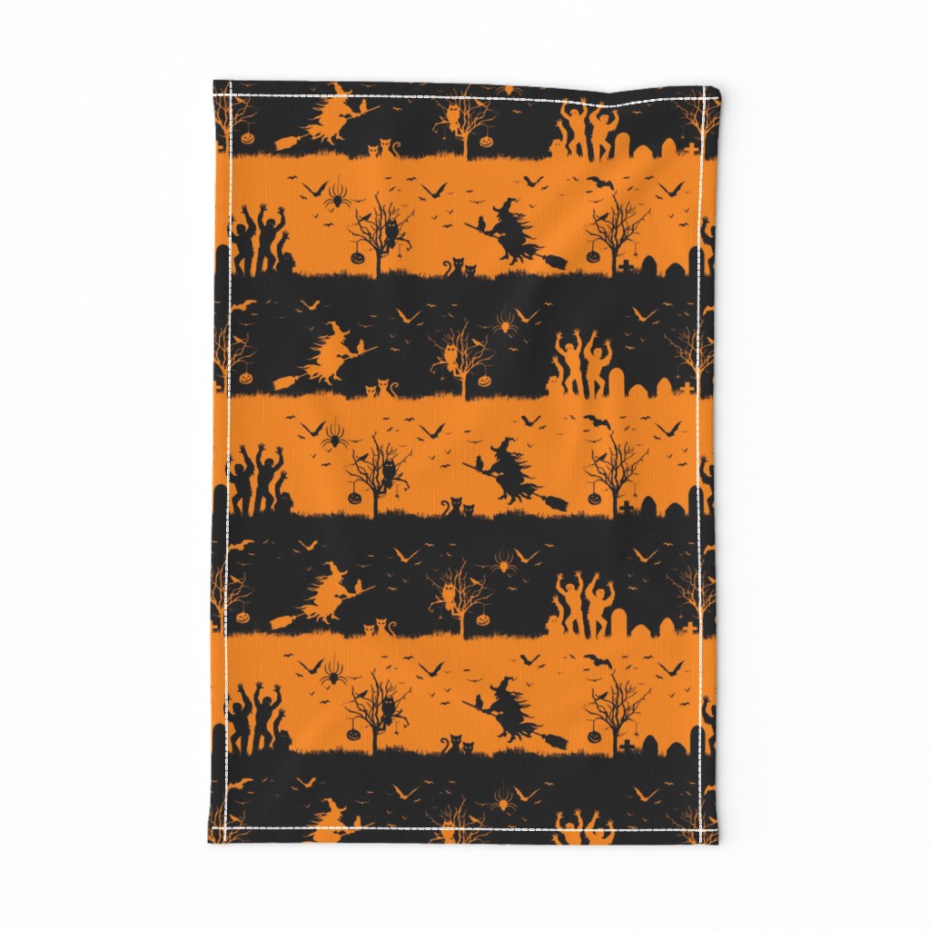 Pale Pumpkin Orange and Black Halloween Nightmare Stripes 