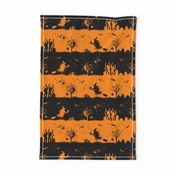 Pale Pumpkin Orange and Black Halloween Nightmare Stripes 