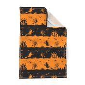 Pale Pumpkin Orange and Black Halloween Nightmare Stripes 