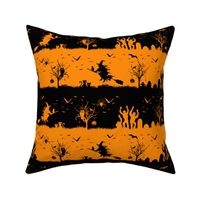 Pale Pumpkin Orange and Black Halloween Nightmare Stripes 