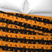 Pale Pumpkin Orange and Black Halloween Nightmare Stripes 