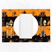 Pale Pumpkin Orange and Black Halloween Nightmare Stripes 