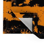 Pale Pumpkin Orange and Black Halloween Nightmare Stripes 