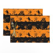 Pale Pumpkin Orange and Black Halloween Nightmare Stripes 