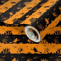 Pale Pumpkin Orange and Black Halloween Nightmare Stripes 