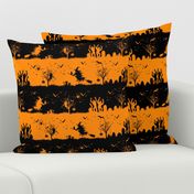 Pale Pumpkin Orange and Black Halloween Nightmare Stripes 