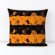 Pale Pumpkin Orange and Black Halloween Nightmare Stripes 