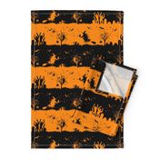 Pale Pumpkin Orange and Black Halloween Nightmare Stripes 