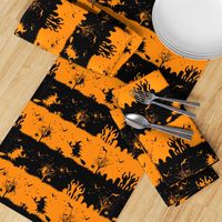 Pale Pumpkin Orange and Black Halloween Nightmare Stripes 