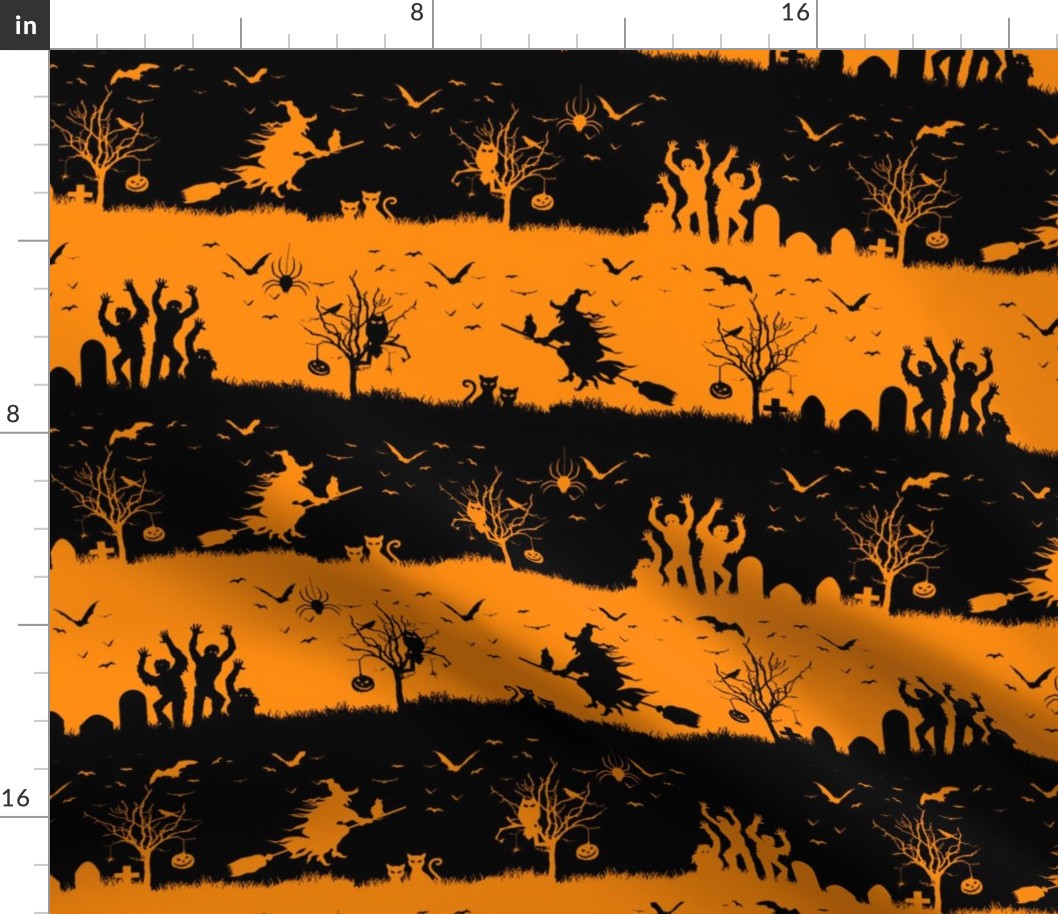 Pale Pumpkin Orange and Black Halloween Nightmare Stripes 